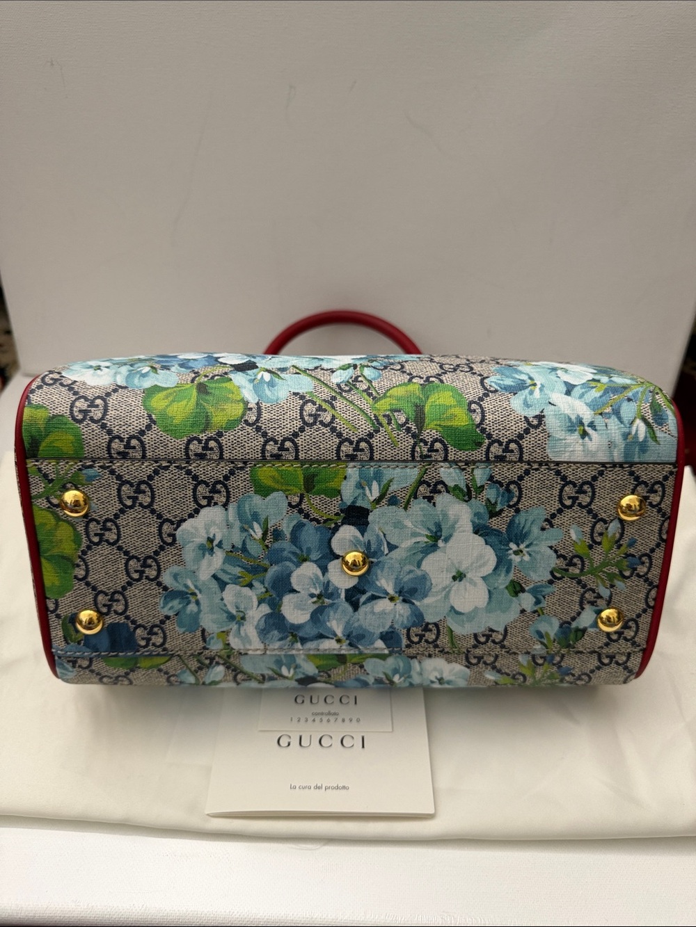 Gucci Blue Bloom GG Coated Canvas Small Boston Handbag 546314 - Picture 4 of 15
